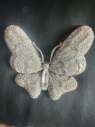 Huge 6' Vintage Art Deco Pave Crystal / Rhinestone Butterfly Brooch