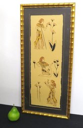 Framed Egyptians Tending Lotus Flowers - Symbols Of Upper Egypt - Signed Piacente