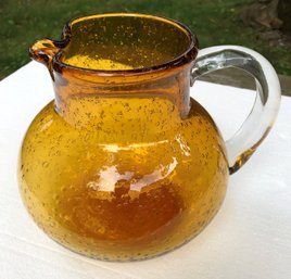 Vintage Amber Bubble Glass Water / Juice Pitcher