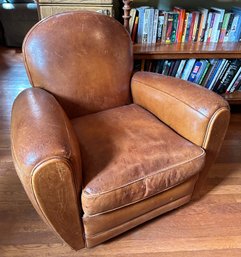 Vintage Leather Lounge Chair With Nailhead Details