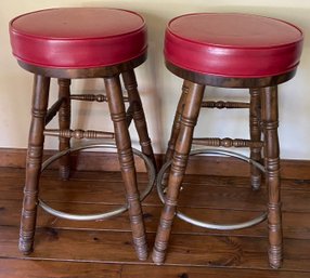 Two Bar Stools With Vinyl Seats