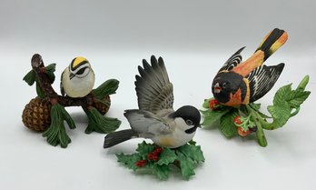 3 Vintage Lenox Porcelain Collectible Birds ~ Baltimore Oriole, Chickadee & More ~