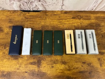 Lot Of 8 Nice Pens (1 Pencil) Including Cross & Waterman With Boxes