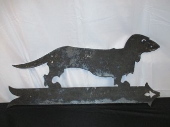 Vintage Black Metal Painted Flat Wall Hanging - Dog