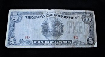 WW II, Japanese Government Five Pesos Bill