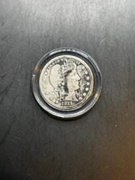 Beautiful 1911 Barber Silver Quarter In Plastic Case