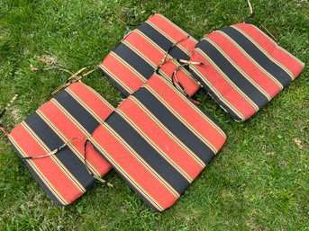 A Set Of 4 Reversible Chair Cushions - Stripes And Floral!