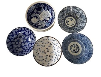 Beautiful Collection Of Blue & White Japanese Rice Bowls