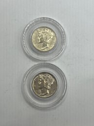 2 Uncirculated 1941 Mercury Dimes