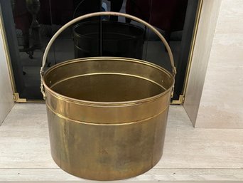 Oversized Brass Bucket With Iron Shaped Swing Handle 20.5'L X 17.5'D X 14.5'H