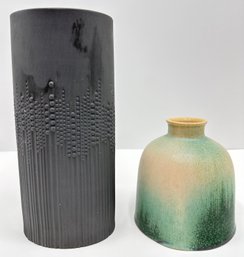 Rosenthal Tapio Wirkkala Porcelaine Noire Bisque Vase & Signed Asian Artisan Made Small Ceramic Vase