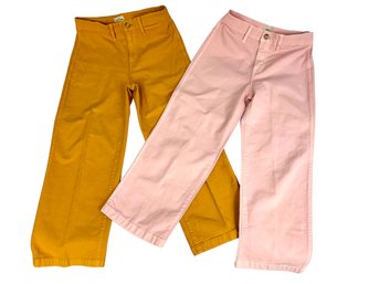 Two Pairs Of J Crew Cotton Slim Wide Leg Pants - Size 26P