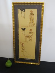 Egyptian Scenes Set In Attractive Gilt Frame