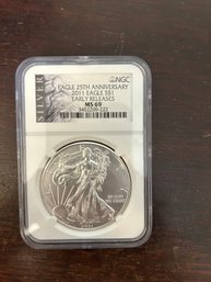 Beautiful 2011 American Silver Eagle MS69 25th Anniversary Early Releases