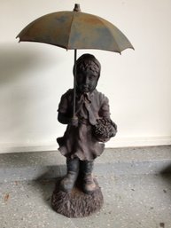 Composite Metal Umbrella Little Girl Sculpture