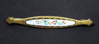 Victorian Larger Gold Over Copper Enamel Bar Pin