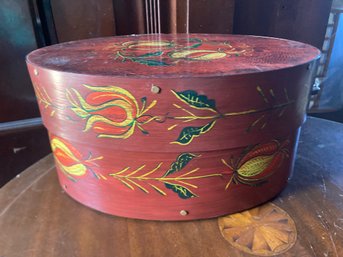 Toole Painted Vintage Chip Wood Oval Box By Wilton Lee LTD.