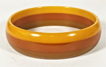 Vintage Bakelite Plastic Tri Color Bangle Bracelet