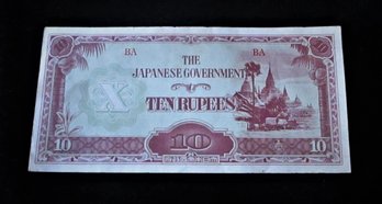 WW II, Japanese Government Ten Rupees Bill, Burma