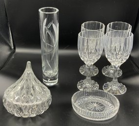 Crystal Lot ~ Waterford Wine Bottle Coaster, 4 Gorgeous Wine Glasses & More ~