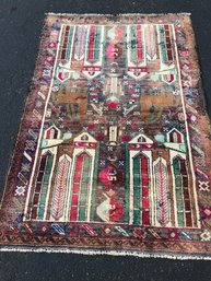 Balouchi Hand Knotted Persian Rug, 3 Feet By 4feet  8 Inch