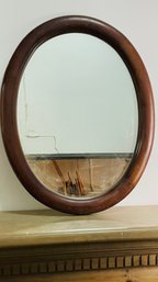 Oval Wooden Frame Wall Mirror