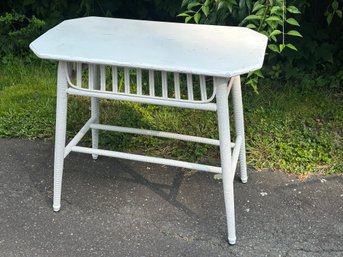 Vintage White Wicker & Wood Table