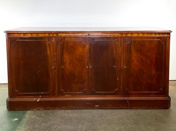 A Vintage Crotch Mahogany Side Board Or Console With Paneled Doors