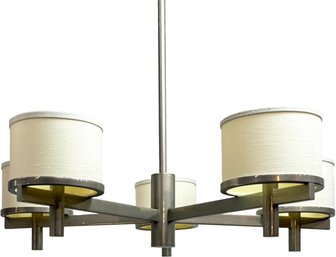 A Modern Brushed Steel Chandelier By Robert Abbey