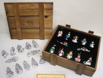 BEAUTIFUL 2002 Collection Thomas Pacconi Classics Glass Ornaments In Wood Case & COA