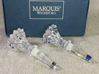 $159 Retail - Fabulous Brand New Pair Of WATERFORD / MARQUIS - Brookside Pattern Wine Stoppers In Original Box