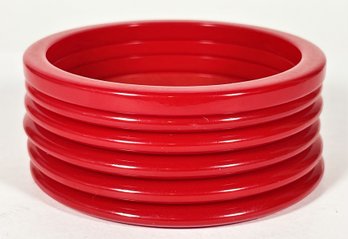 Six Vintage Red Bakelite Bangle Bracelets 1920s