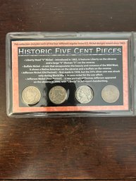 Beautiful Vintage Historic Five Cent Piece - Set Of Four- First Commemorative Mint