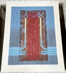 Vintage Mid Century Modern Geometric Abstract Serigraph Print - Signed & Numbered