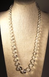 Fine Cut Crystal Graduated Beaded Necklace About 20' Long