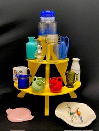 Yellow-painted Cupcake Display Stand Including Oddities, Collectables, & More!