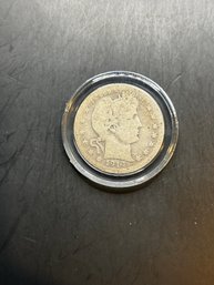 Beautiful 1914 Barber Silver Quarter In Plastic Case