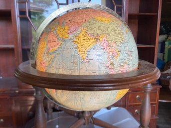 Vintage Replogle World Vision Series 12' Diameter Illuminated Globe In Wooden Stand
