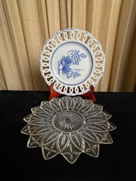 Federal Glass And Mexican Ceramic Cake Dish Lot