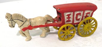 Cast Iron Red Ice Truck With White Horse