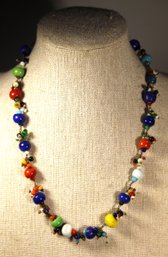 Vintage Art Glass Beaded Necklace Multi Colored 1920s