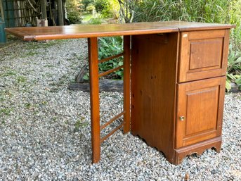 A Vintage Pine Nightstand With Flip Up Desk - Wonderful Safe Saving Device For Child's Or Guest Room