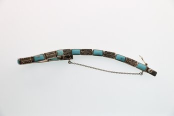 Sterling Silver Turquoise Marcasite Bracelet