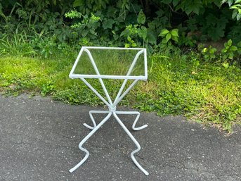 Whimsical Vintage Metal End Table With Glass Top