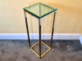 Tall, Vintage Glass-top Brass Stand