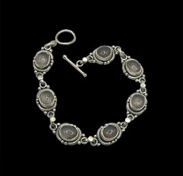 Beautiful Vintage Sterling Silver Rose Quartz Bracelet