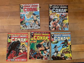 5 Marvel 'The Savage Sword Of Conan' Comic Books, Lot #3