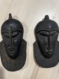 Pair Of African Carved Faces