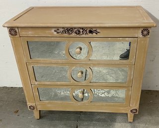 Contemporary Three Drawer Chest With Mirrored Drawer Fronts