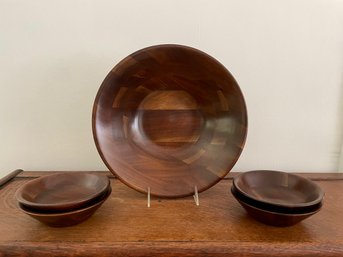 Mid Century Vermillion Walnut Salad Bowl Set, Springfield, Missouri